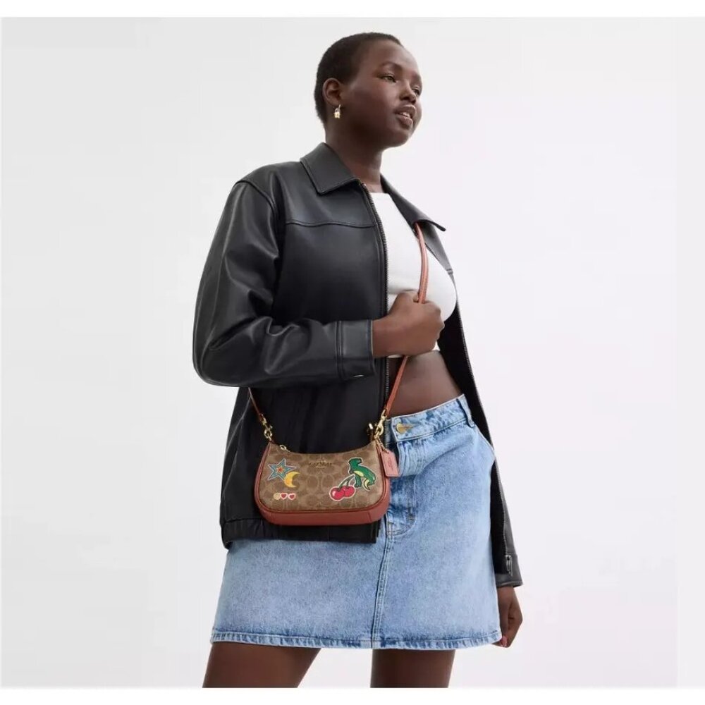 Coach CW321 Teri Mini Crossbody Bag In Signature Canvas With Sticker Print IN Ta